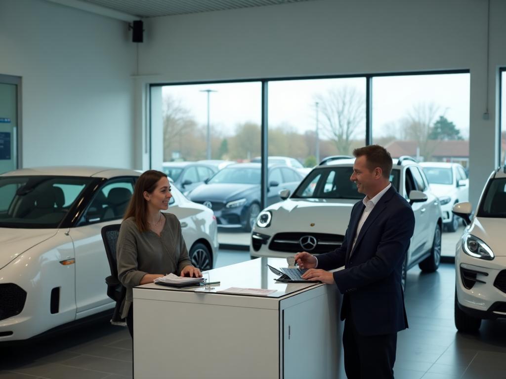A mechanic taking a phone call in a modern workshop