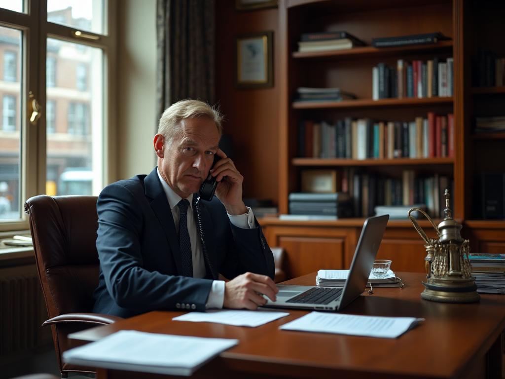 A solicitor working in a modern law office